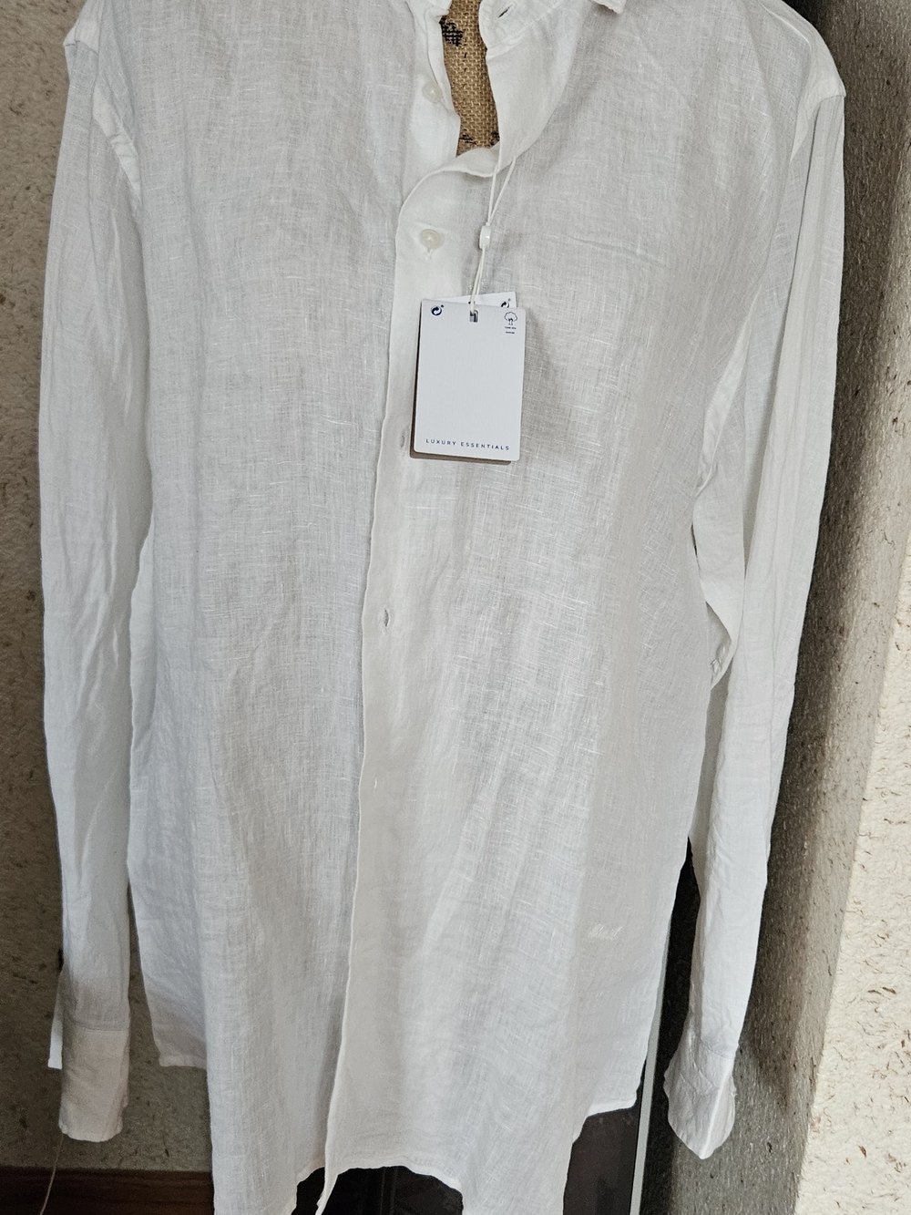 Men's Classic White Linen Button-Down Shirt